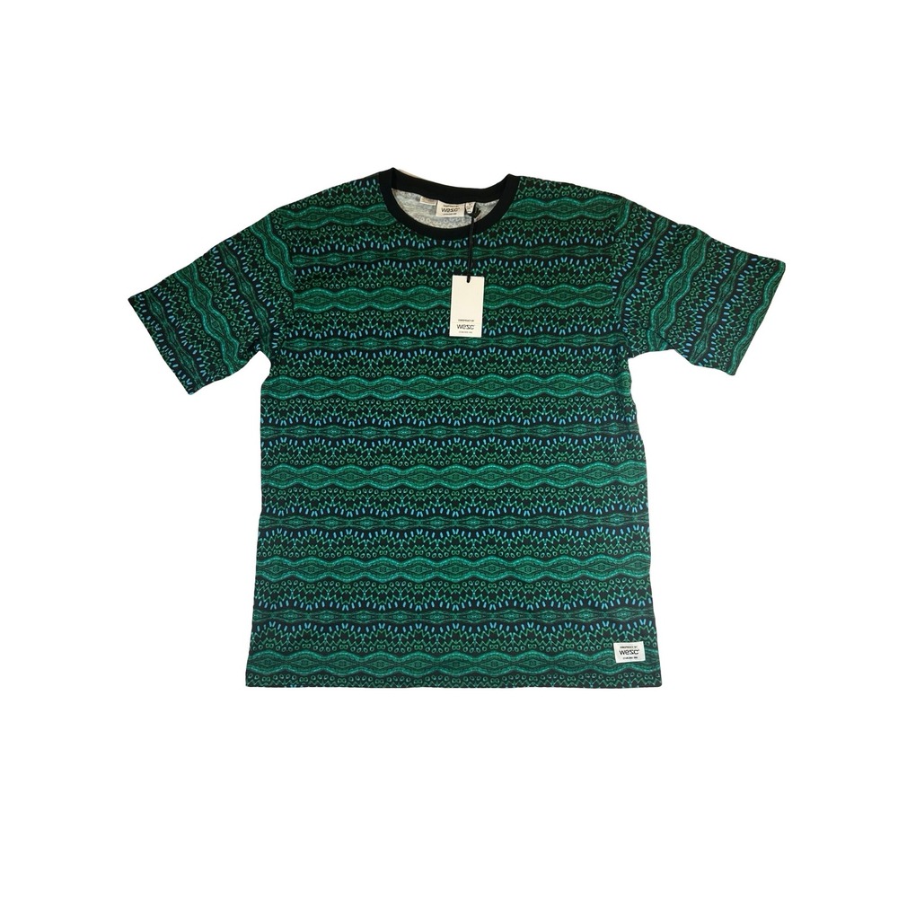 WeSC Conspiracy Mens XL Green Geometric Tribal All Over Print T-Shirt NWT